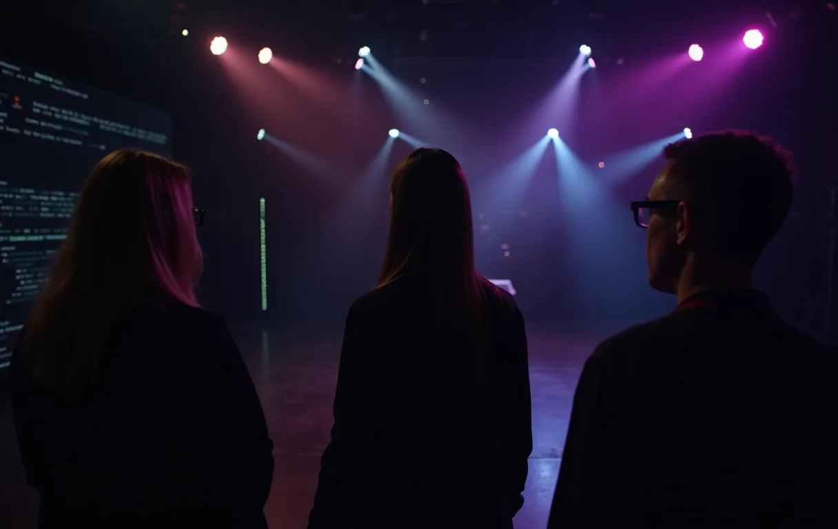 A casting team searching a talent database on screen